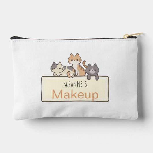 Gepersonaliseerde drie katten make-up tas (Achterkant)