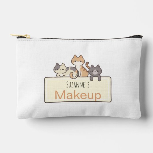 Gepersonaliseerde drie katten make-up tas (Voorkant)