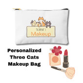 Gepersonaliseerde drie katten make-up tas