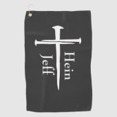 Gepersonaliseerde Drie Nagels Wit Kruis Christelij Golfhanddoek (Voorkant)