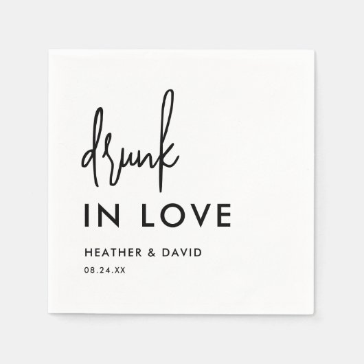 Gepersonaliseerde Drink in liefde bruiloft servett Servet (Voorkant)