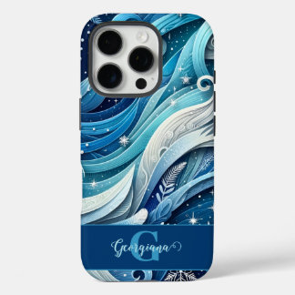 Gepersonaliseerde Dromerige Blauwe en Frosty Winte iPhone 16 Pro Hoesje