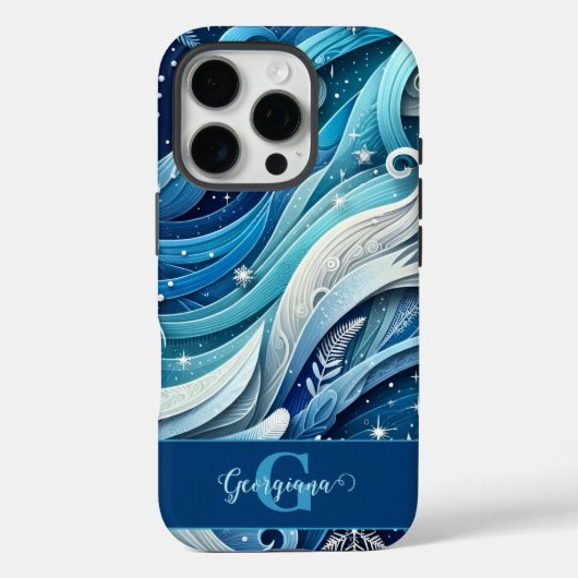 Gepersonaliseerde Dromerige Blauwe en Frosty Winte Case-Mate iPhone Case (Achterkant)