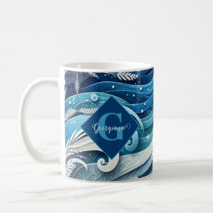 Gepersonaliseerde Dromerige Blauwe en Frosty Winte Koffiemok