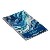 Gepersonaliseerde Dromerige Blauwe en Frosty Winte Notitieboek (Rechterzijde)
