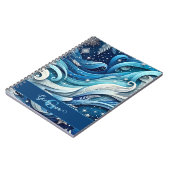 Gepersonaliseerde Dromerige Blauwe en Frosty Winte Notitieboek (Linkerzijde)