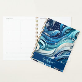 Gepersonaliseerde Dromerige Blauwe en Frosty Winte Planner