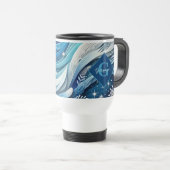 Gepersonaliseerde Dromerige Blauwe en Frosty Winte Reisbeker (Voorkant rechts)