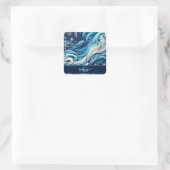 Gepersonaliseerde Dromerige Blauwe en Frosty Winte Vierkante Sticker (Tas)