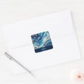 Gepersonaliseerde Dromerige Blauwe en Frosty Winte Vierkante Sticker (Envelop)