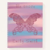 Gepersonaliseerde dromerige boho vlinder spiraal N Notitieboek (Voorkant)