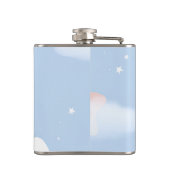 Gepersonaliseerde Dromerige Pastel Star en Cloud P Heupfles (Achterkant)