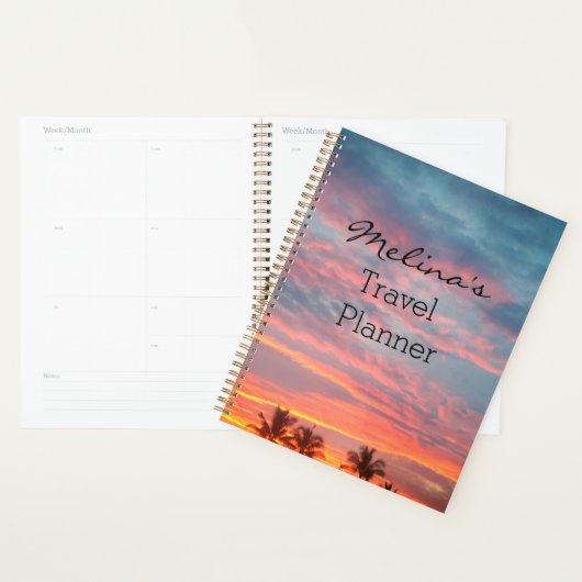 Gepersonaliseerde dromerige tropische zonsondergan planner (Display)
