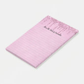 Gepersonaliseerde druipende glitters Roze geliniee Post-it® Notes (Schuin)