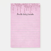 Gepersonaliseerde druipende glitters Roze geliniee Post-it® Notes (Voorkant)