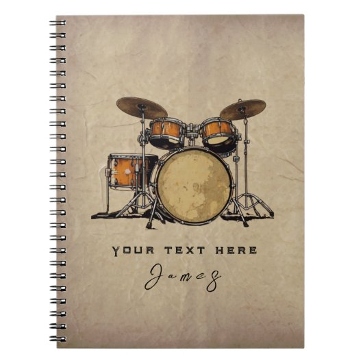 Gepersonaliseerde  Drum Set Muziek Drummer Niet Notitieboek (Voorkant)
