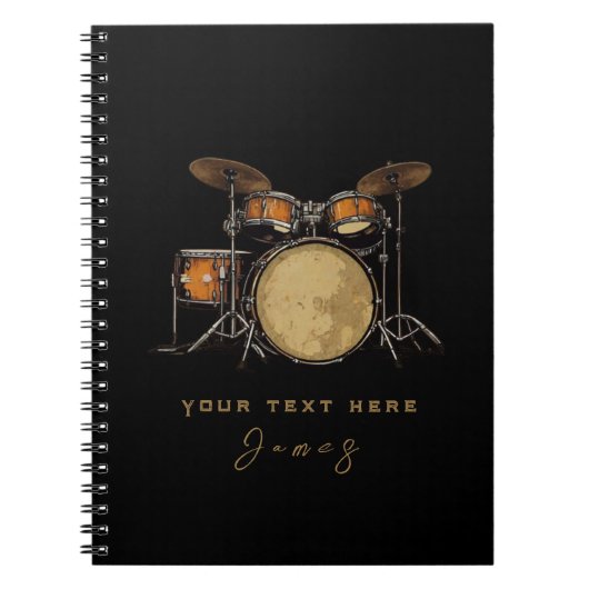 Gepersonaliseerde  Drum Set Muziek Drummer Niet Notitieboek (Voorkant)