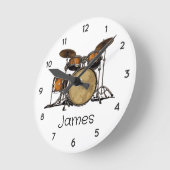 Gepersonaliseerde  Drum Set Muziek Drummer Ronde Klok (Hoek)