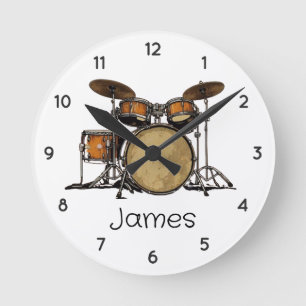 Gepersonaliseerde  Drum Set Muziek Drummer Ronde Klok
