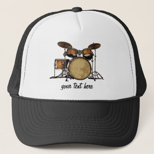 Gepersonaliseerde  Drum Set Muziek Drummer Trucker Pet (Voorkant)