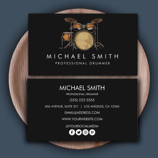 Gepersonaliseerde  Drum Set Muziek Drummer Visitekaartje