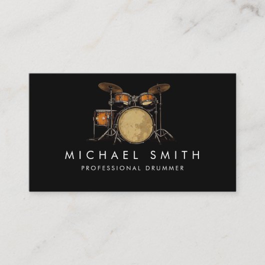 Gepersonaliseerde  Drum Set Muziek Drummer Visitekaartje (Voorkant)