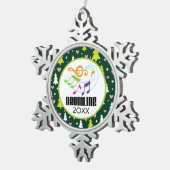 Gepersonaliseerde Drumline kerstband Tin Sneeuwvlok Ornament (Rechts)