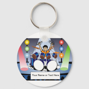Gepersonaliseerde drummer - Mannelijke Cartoon Sleutelhanger