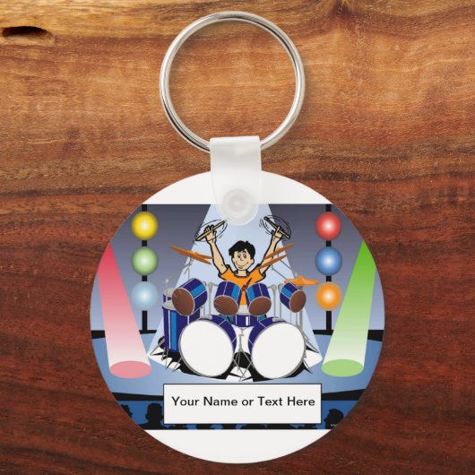 Gepersonaliseerde drummer - Mannelijke Cartoon Sleutelhanger (Voorkant)