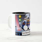 Gepersonaliseerde drummer - Mannelijke Cartoon Tweekleurige Koffiemok (Voorkant links)