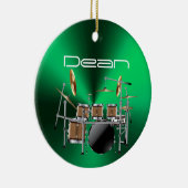 Gepersonaliseerde Drummer Musical-kerstversiering Keramisch Ornament (Rechts)