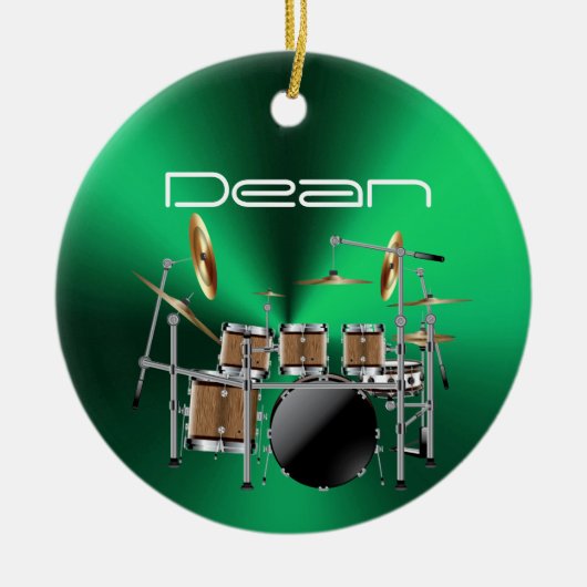 Gepersonaliseerde Drummer Musical-kerstversiering Keramisch Ornament (Voorkant)