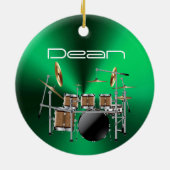 Gepersonaliseerde Drummer Musical-kerstversiering Keramisch Ornament (Achterkant)