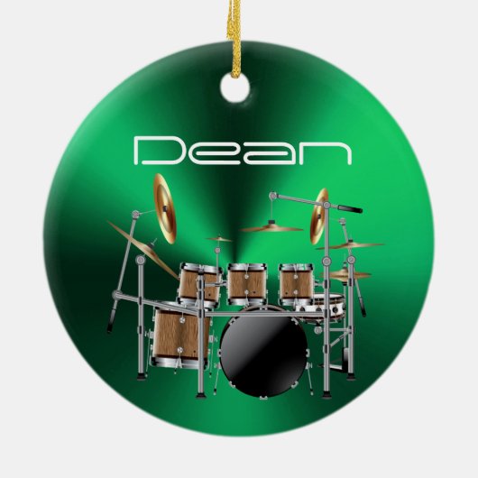 Gepersonaliseerde Drummer Musical-kerstversiering Keramisch Ornament (Achterkant)