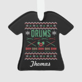Gepersonaliseerde Drums Ugly KerstSweater Ornament (achterkant)