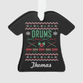 Gepersonaliseerde Drums Ugly KerstSweater Ornament (voorkant)
