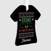 Gepersonaliseerde Drums Ugly KerstSweater Ornament (voorkant)