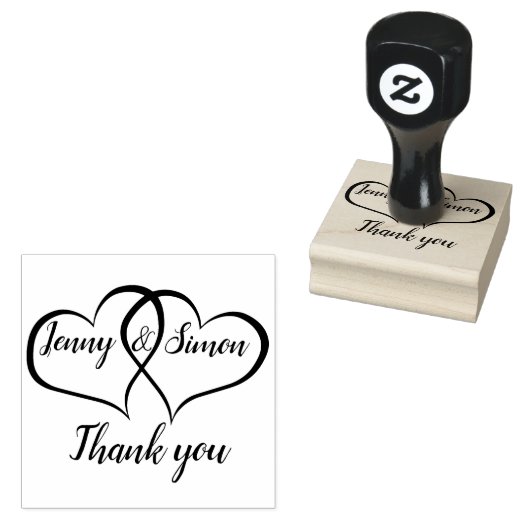 Gepersonaliseerde dubbele hart aangepaste bruiloft rubberstempel (Gestempeld)