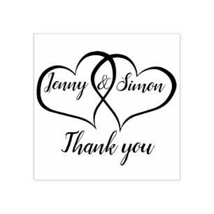 Gepersonaliseerde dubbele hart aangepaste bruiloft rubberstempel