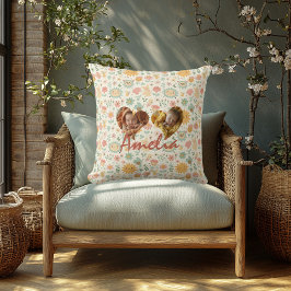 Gepersonaliseerde Dubbele Hart Foto Kussen Kawaii