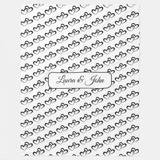 Gepersonaliseerde Dubbele Hartpatroon Aangepaste N Fleece Deken (Voorkant)