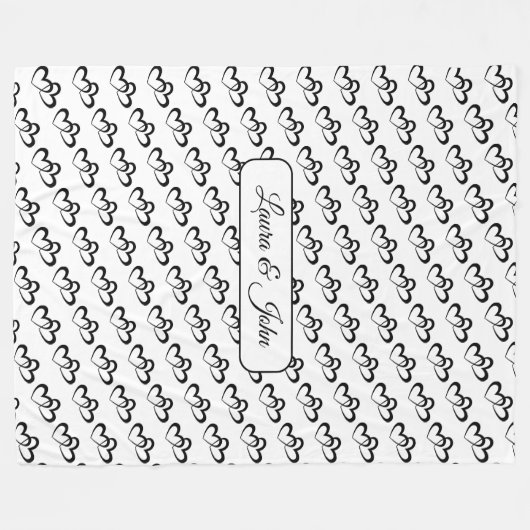 Gepersonaliseerde Dubbele Hartpatroon Aangepaste N Fleece Deken (Voorkant (Horizontaal))
