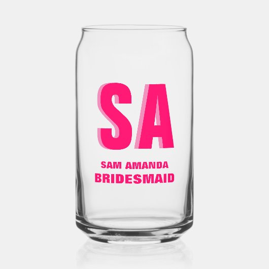 Gepersonaliseerde dubbele schaduw monogram bruidsm blikvorm glas (Voorkant)