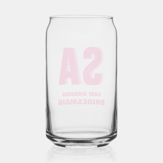 Gepersonaliseerde dubbele schaduw monogram bruidsm blikvorm glas (Achterkant)