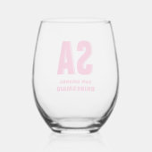 Gepersonaliseerde dubbele schaduw monogram bruidsm wijnglas zonder voet (Achterkant)