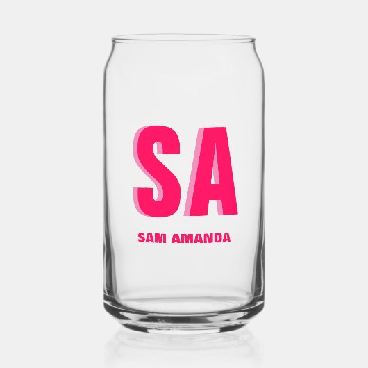 Gepersonaliseerde dubbele schaduw monogram naam blikvorm glas (Voorkant)