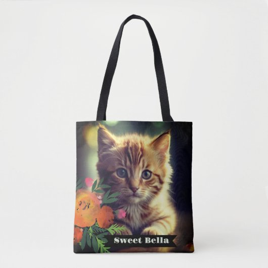 Gepersonaliseerde dubbelzijdige all over full cat tote bag (Voorkant)