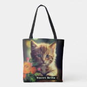Gepersonaliseerde dubbelzijdige all over full cat tote bag (Achterkant)