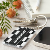 Gepersonaliseerde dubbelzijdige geruite vlag sleut sleutelhanger (Voorkant Rechts)