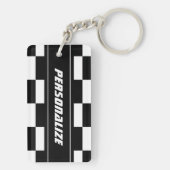 Gepersonaliseerde dubbelzijdige geruite vlag sleut sleutelhanger (achterkant)